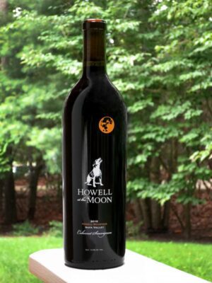 Wine bottle in outdoor setting